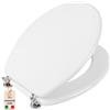 AKITAInk Copriwater Universale in Legno MDF Bianco, Sedile WC per Bagno, Tavoletta Copri WC Resistente, Coprivaso con Cerniere in Metallo, Adatto a Sanitari Standard