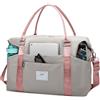 FIORETTO Borsa da viaggio da 20 Litri Borsone Borse da viaggio per il weekend con custodia per trolley, borsa tote da viaggio per donna Grigio Rosa