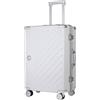JLY Valigia Rigida 100% Policarbonato Senza Cerniera, Trolley da Viaggio con Doppio Lucchetto TSA, 4 Ruote Girevoli e Manico in Lega di Alluminio, Bagaglio da Stiva (Bianco Nuvola, M (67cm 66L))