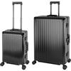 Travelhouse Valigia da viaggio in alluminio, con manico telescopico, TSA, 4 ruote, Nero , Handgepäck & Großer Koffer XL Set, Set di valigie