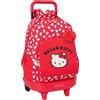 safta HELLO KITTY ICONIC - Zaino grande con ruote, compatto, rimovibile, ideale per bambini di diverse età, comodo e versatile, qualità e resistenza, 33 x 22 x 45 cm, rosso/bianco, M, Casual