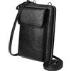 KUKOO Borse a tracolla piccole per le donne PU cuoio cellulare borsa portafoglio con slot per carte di credito, nero