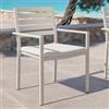 DEGHI Sedia da giardino impilabile con braccioli e cuscino in alluminio beige - Carioca
