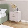 DEGHI Comodino 50x60h cm cashmere opaco e similpelle con 2 cassetti - Zimma