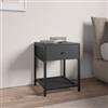 DEGHI Comodino 40x51h cm in acciaio antracite e nero con cassetto e ripiano - Sheryl