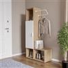 DEGHI Mobile ingresso 82x165h cm rovere e bianco con appendiabiti e ripiani - Tribe