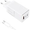 sakpeak Caricatore USB-C GaN 65W, 3 Porte PD Rapido - Alimentatore USB-C compatto per MacBook Pro/Air, iPhone 16/15/14, iPad Pro/Air, Galaxy, Steam Deck, Dell XPS 13 e altri tablet, laptop (White, With Cable)