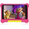 Freeski Tablet per bambini, tablet da 7 pollici per bambini, tablet Android 13, 5GB+32GB, IPS HD, WiFi,Bluetooth, doppia fotocamera,sicurezza per bambini, custodia protettiva(Rosa)