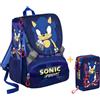Zaino Scuola Estensibile Sonic The Hedgehog + Astuccio 3 Zip