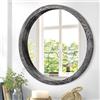 JJUUYOU Piccolo specchio circolare in legno da parete 40 cm rustico bagno per ingresso, soggiorno, camera da letto, decorazione per la casa, nero