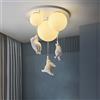 Generic Lampada a Sospensione per Camera da Letto, Lampada da soffitto Semi-incassata, con Paralume in Vetro Color Crema, 3 lampadine, Design a Palloncino con Orso Polare, Lampada a sospen