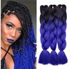 SEGO Capelli per Treccine Africane Afro Extension Sintetiche 3 Ciocche Trecce Lunghe 60cm Braids Braiding Hair Intrecciati Corchet 300g/pack - # Nero mix Azzurro Scuro