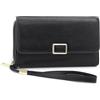 YERUUE Portafoglio Donna in Pelle PU Borsellino Donna Capacità con Blocco RFID Portamonete Lungo da Donne con 18 Scomparti e Fascia portafoglio staccabile (Nero)