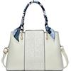 FOLOVEYA Moda Ricamata Borsa a Mano Donna Elegante Borsa a Tracolla Impermeabile Regolabile Borse a Spalla con Nastro Lavoro Viaggio Partito Pelle PU Bianco