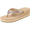 VICT POPU infradito da donna con zeppa con glitter e plateau eleganti per l'estate sandali piatti antiscivolo da spiaggia, Khak, 37 EU