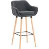 CLP Sgabello Bar Grant in Stoffa Sfoderabile I Sedia Alta Cucina Telaio in Legno di Faggio I Sgabello Bancone, Colore:Grigio Scuro