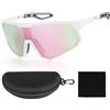 Comius Sharp occhiali veloci donna, Occhiali Running Uomo UV400, Lenti a Specchio, Ciclismo da Sole Corsa Leggeri, Occhiali Antivento per MTB e Bici da Strada per Sport aria Aperta Montatura Bianca Lenti Verdi (C)