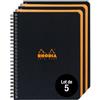 RHODIA 19342Cpack - Lot de 5 Cahiers à Spirale (Reliure Intégrale) Notebook Noir ou Orange - A5+ 16 x 21 cm - Petits Carreaux - 160 p Détachables - 80 g/m² - Couverture Souple et résistante