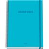 Dohe - Taccuino A4 a quadretti - 100 fogli spessore 90 g/m², dimensioni 22,8 x 30 cm, copertina rigida, chiusura anelli e gomma elastica, griglia 5 mm, materiale scolastico - COLOUR VIBES Cyan