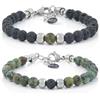 10:10 Bracciali Coppia Lui e Lei con Pietre Naturali da 6 mm Turchese Africano e Pietra Lavica. Braccialetto Regolabile, Resistente. Made In Italy (Lava-Turchese Africano)