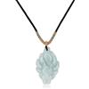 COAI Collana di Giadeite Burmese Naturale da Uomo e da Donna, Collana Regolabile con Cordino Nero e Ciondolo Volpe