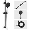 Auralum Asta Doccia con Soffione,Set Doccia con Asta Doccia Saliscendi in acciaio inox(70cm),Inox Tubo Flessibile (150cm) e Soffione (4 Funzioni,12.7cm) con Supporto,Nero
