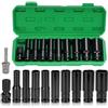 Nutmanel 11 Set Bussole a Impatto 1/2, 10-24 mm Prese Metriche Esagonale Esagonali, CRV Set di Chiavi a Bussola Profonda Impact con adattatori per bussola