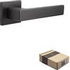 Generic APECS - Maniglia per porte interne, moderna, per porta di casa e porta interna, con rosette quadrate, colore grafite opaco, con materiale di fissaggio per porta, modello REGULUS