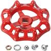 PATIKIL Maniglia per Rubinetto Esterno Foro Asta Quadrata 9x9mm, Maniglia Rotonda in Acciaio Fuso per Sostituzione Maniglia Rubinetto Acqua con Viti Spacer, Rosso