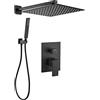 VALAZ Doccia Incasso Nero Opaco | Miscelatore Doccia Incasso Spruzzatore Effetto Pioggia | Installazione a Parete Facile | Inossidabile, Quadrata, Spruzzatore 25 cm, Serie Tajo
