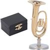 Ausla Modello in Miniatura di Tuba, Repliche di Modelli di Strumenti Musicali Eleganti Eufonio Placcato in Oro con Base per gli Amanti della Musica, Ottimo per Uffici, Automobili