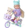 Simba Evi Love Teddy Bike, bambola da gioco con una giacca soffice, con casco, scarpe, bicicletta e orsacchiotto, 12 cm, dai 3 anni in su