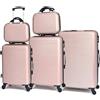 CELIMS La soluzione completa di valigie da viaggio: vari colori, materiale ABS robusto e maneggevolezza a 360 gradi., Oro rosa., Lot de 3 Valises avec 2 Vanity, Valvole ABS