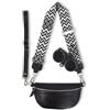 Blade Marsupio da donna in vera pelle, elegante borsa a tracolla, con 2 spallacci regolabili rimovibili, tasca sul petto da donna, Nero opzione-2, m, Marsupio