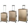 Travelhouse Tokyo T6035 - Trolley da viaggio in alluminio, diverse misure e colori, gold, Handgepäck, Mittlerer und Großer Koffer XL Set, Set di valigie