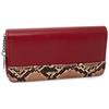 Emila Portafoglio donna grande con zip cerniera stampa animalier pitone lungo xl porta tessere scomparti carte credito borsellino portamonete ecopelle rettangolare rigido vintage Rosso
