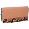 Emila Portafoglio donna grande con zip cerniera stampa animalier pitone lungo xl porta tessere scomparti carte credito borsellino portamonete ecopelle rettangolare rigido vintage Rosa