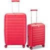 RONCATO B-FLYING Set 2 trolley Medio e Cabina Espandibili 4 Ruote, Rigidi con Chiusura TSA - RADIANT RED