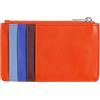 DUDU Porta Carte di Credito Uomo Donna in Pelle, Portafoglio Sottile Piccolo, 4 Porta Tessere Portacarte, con Chiusura a Cerniera Arancio