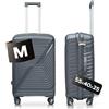 DS-Lux Valigia da viaggio di alta qualità, rigida, trolley trolley a mano, in plastica ABS con serratura TSA, 4 ruote spinner (S-M-L-Set), Grigio V3, m, valigetta