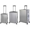 Travelhouse Valigia da viaggio in alluminio, con manico telescopico, TSA, 4 ruote, argento, Handgepäck, Mittlerer und Großer Koffer XL Set, Set di valigie