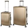 Travelhouse Valigia da viaggio in alluminio, con manico telescopico, TSA, 4 ruote, gold, Handgepäck & Großer Koffer XL Set, Set di valigie