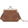 PORRASSO Retro Portamonete Mini Portafoglio Portatile Astuccio Portachiavi Coin Bag per Donna Marrone
