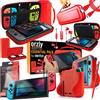 Orzly Accessori per Nintendo Switch (Confezione Include: Custodia per Switch, Copertura per Giochi, Pellicola Protettiva, Grip Case Cover, Cavo USB, Cuffie) Colori di Rosso