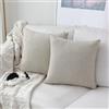 K KEVIN TEXTILE Kevin - Set di 2 federe quadrate per cuscini in lino morbidissimo, per divano, 50 x 50 cm, colore: beige chiaro