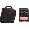 Case Logic DCB-306 Custodia Fondina in Nylon per Fotocamera Reflex, Nero & SanDisk 64 GB Extreme PRO scheda SDXC + RescuePRO Deluxe, fino a 200 MB/s, UHS-I, Classe 10, U3, V30