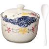 TuYines Zuccheriera in ceramica, con coperchio e cucchiaio, in ceramica, con cucchiaio, spezie, zuccheriera natalizia, portaspezie con coperchio per zucchero, sale, formaggio