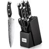 D.Perlla Set Coltelli da Cucina Professionale, Ceppo Coltelli in Acciaio 7 Pezzi, Ceppo Autoaffilante, Blocco Coltello in Legno, Nero