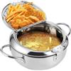 Pentola Per Frittura In Acciaio Inox 304 - Friggitrice Tempura Con Termometro E Coperchio Antigoccia - Foto 8