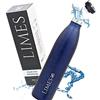 Limes 8® Bottiglia Termica in Acciaio Inossidabile 1L - Bottiglia Isolante, Ermetica, con Doppia Parete Isolante, Adatta a Bevande Frizzanti per Sport, Lavoro e Viaggi (Blu Zaffiro, 1000 ml)